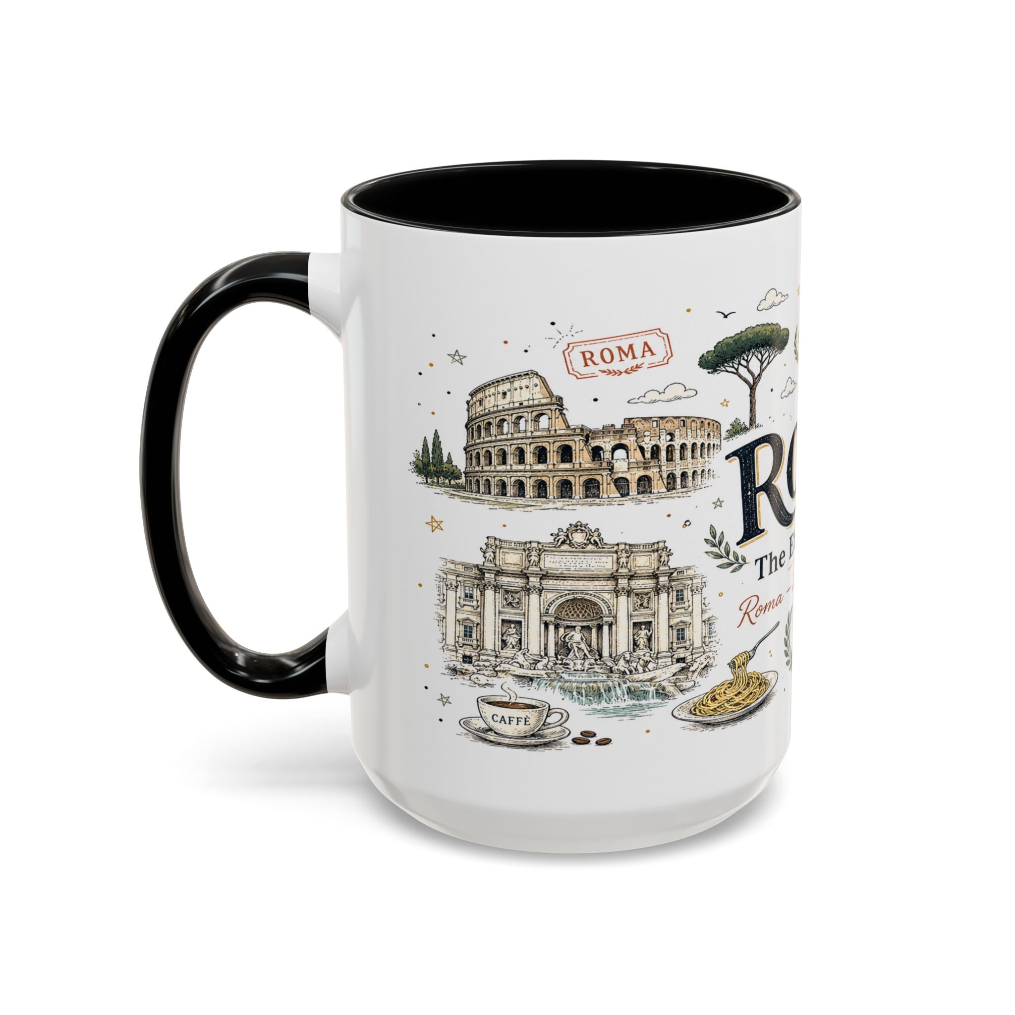 Rome Coffee Mug | Italy Souvenir Travel Gift | Accent Color Ceramic 11oz 15oz
