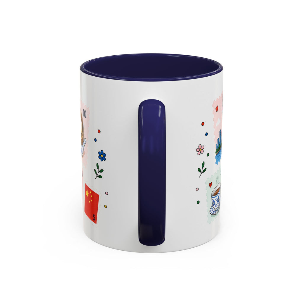Shanghai Coffee Mug | Postage Stamp Collage Mug | Travel Souvenir Accent Cup 11oz 15oz