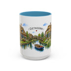 Giethoorn Illustrated Travel Mug | Netherlands Souvenir Accent Coffee Mug | 11oz 15oz Ceramic Cup