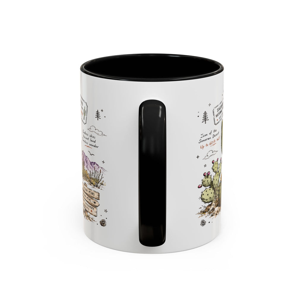 Saguaro National Park Coffee Mug | Arizona Desert Cactus Sunset Gift | Accent Color Ceramic 11oz 15oz