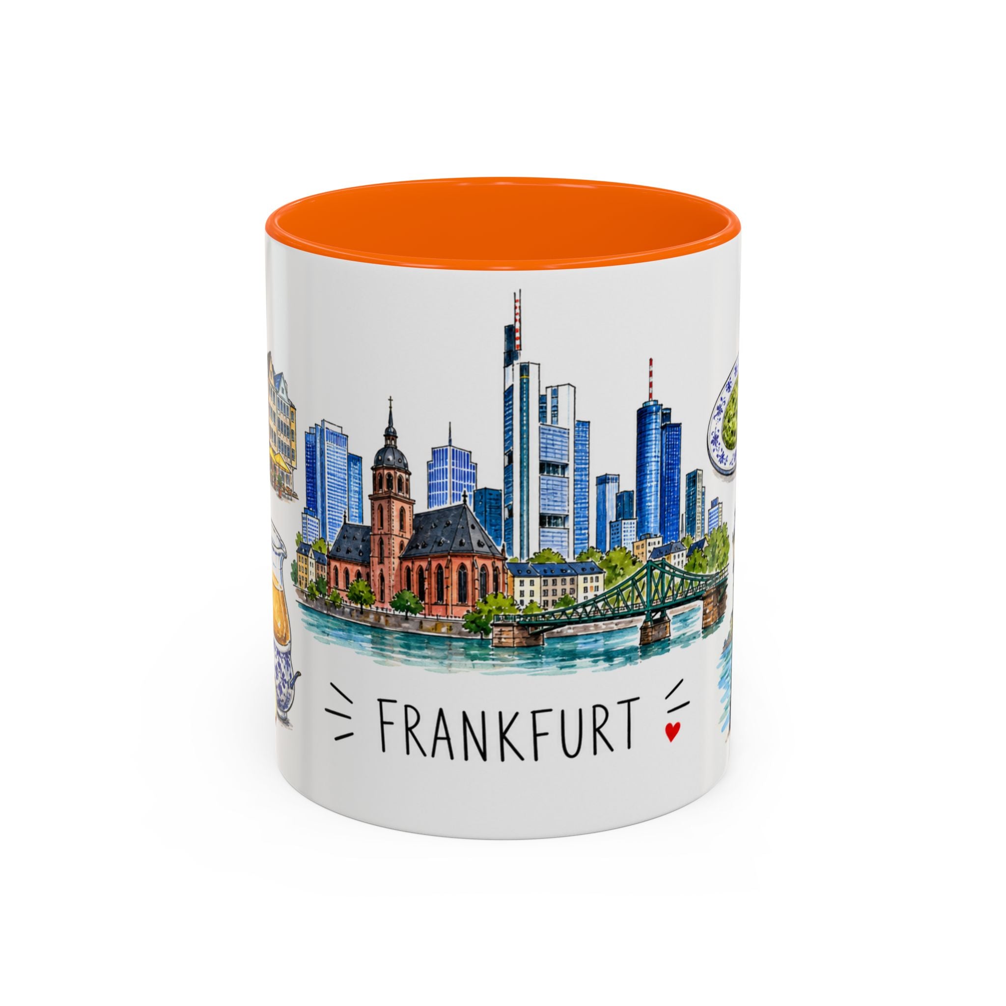 Frankfurt Illustrated Travel Mug | City Souvenir Accent Coffee Mug | 11oz 15oz Ceramic Cup