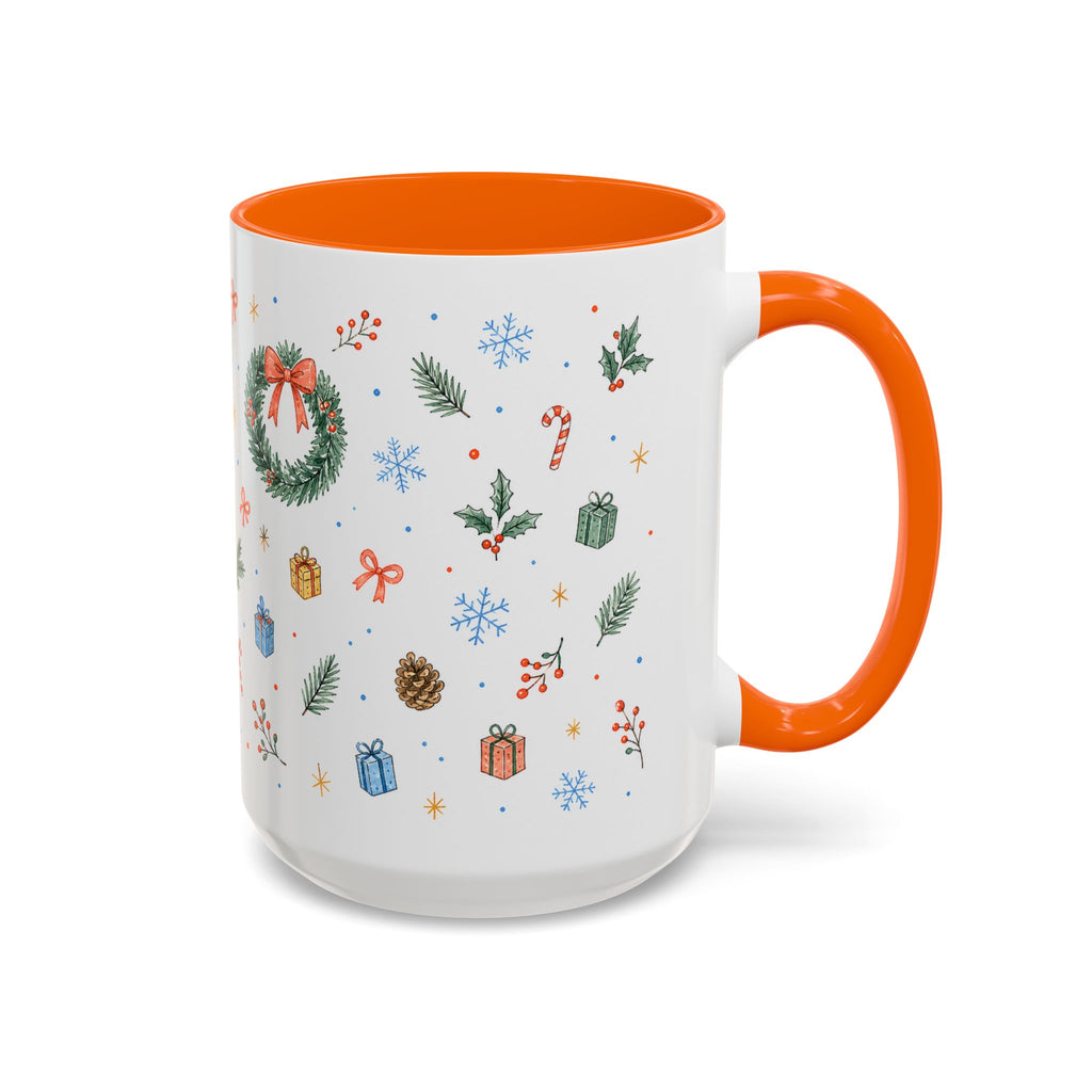 Christmas Candle Mug | Holly Wreath Watercolor Holiday Gift | Accent Cup 11oz 15oz