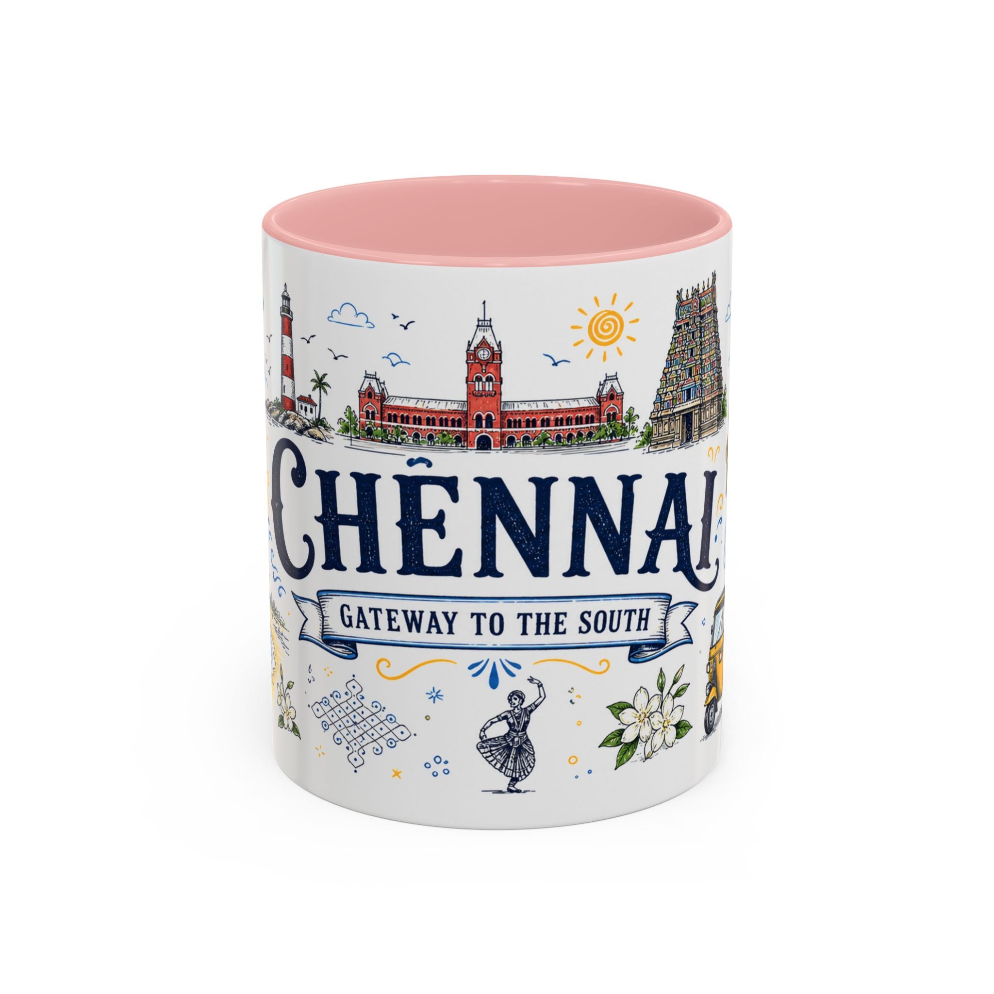 Chennai Coffee Mug | India Souvenir Travel Gift | Accent Color Ceramic 11oz 15oz