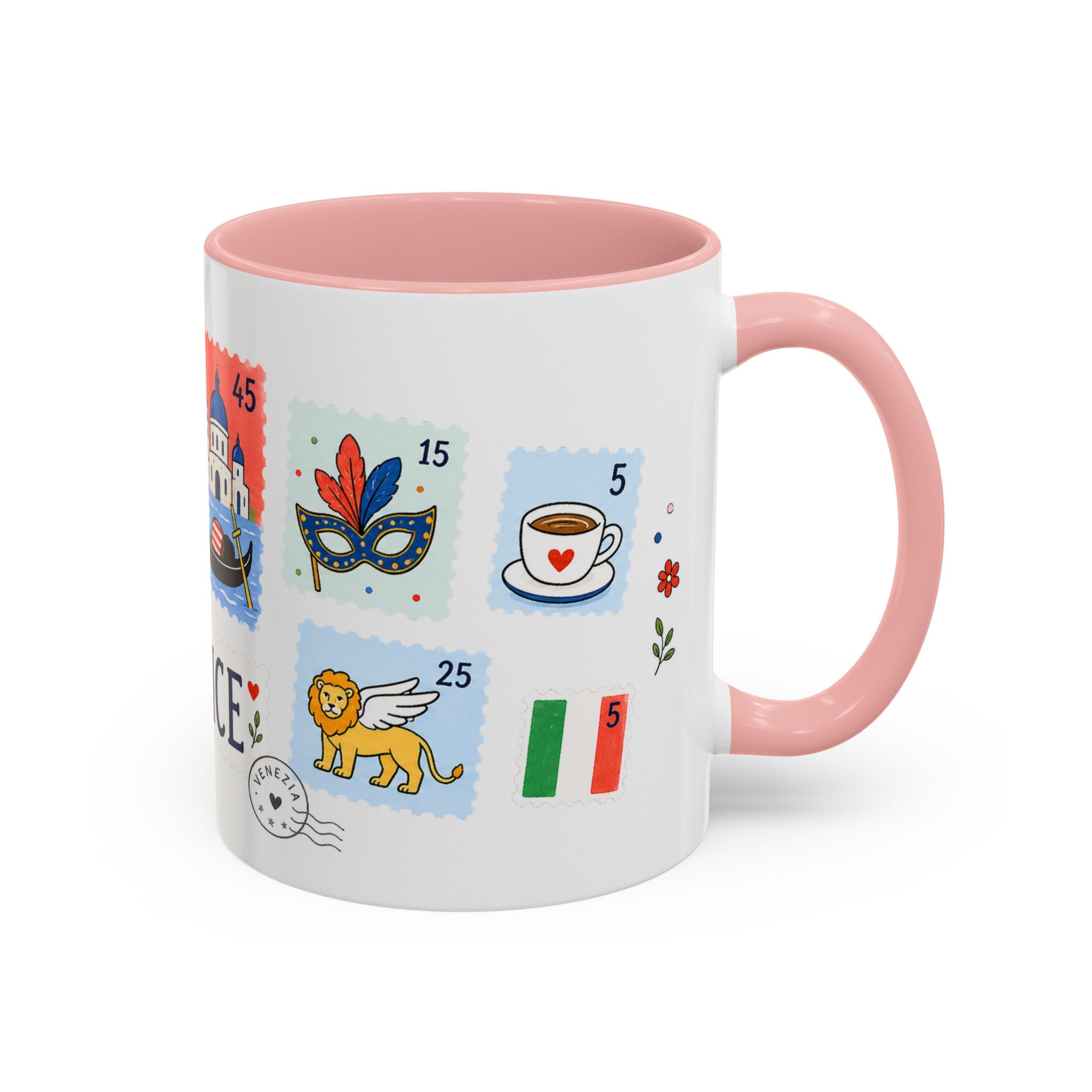 Venice Coffee Mug | Postage Stamp Collage Mug | Travel Souvenir Accent Cup 11oz 15oz