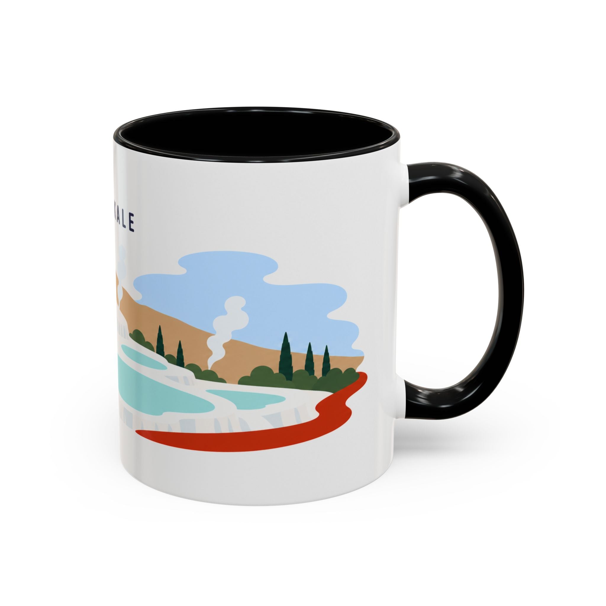 Pamukkale Coffee Mug | Travel Destination Souvenir Gift | Accent Color Ceramic 11oz 15oz