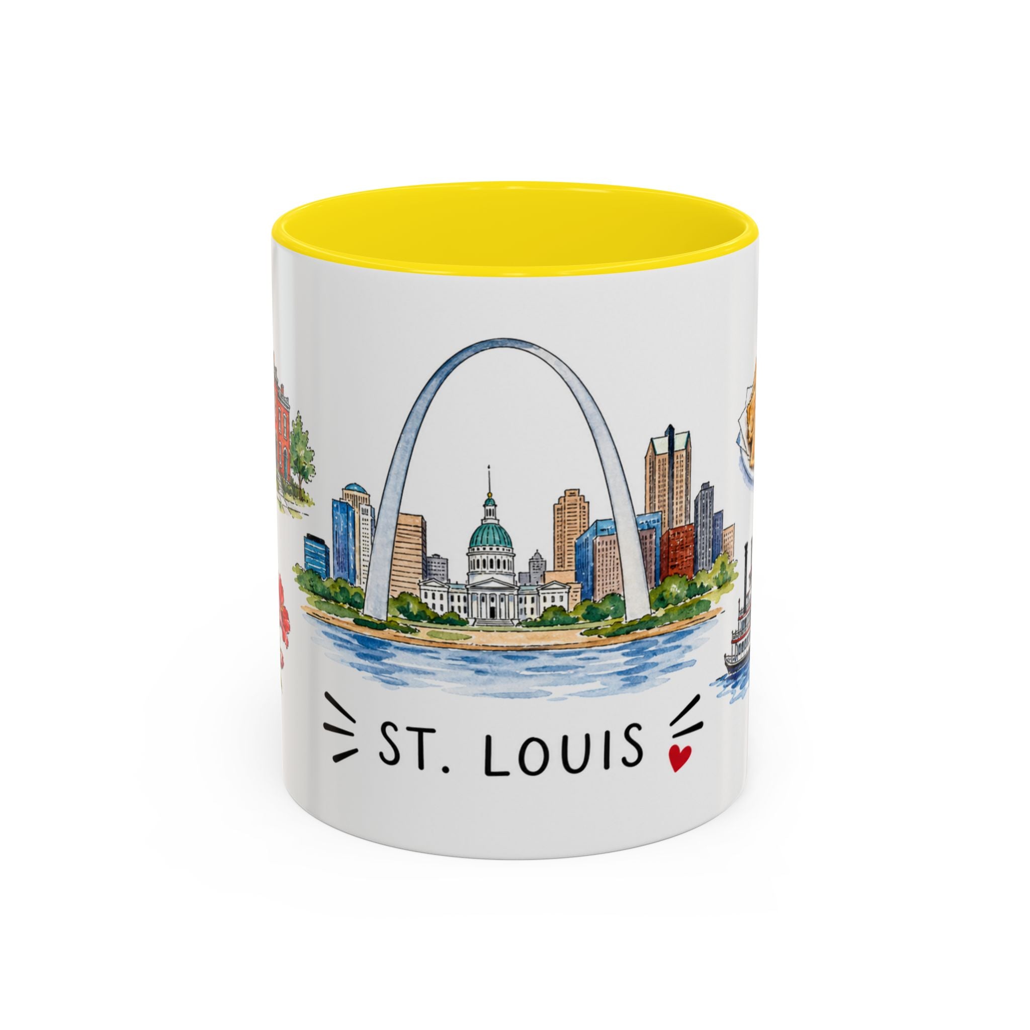 St. Louis Illustrated Travel Mug | City Souvenir Accent Coffee Mug | 11oz 15oz Ceramic Cup