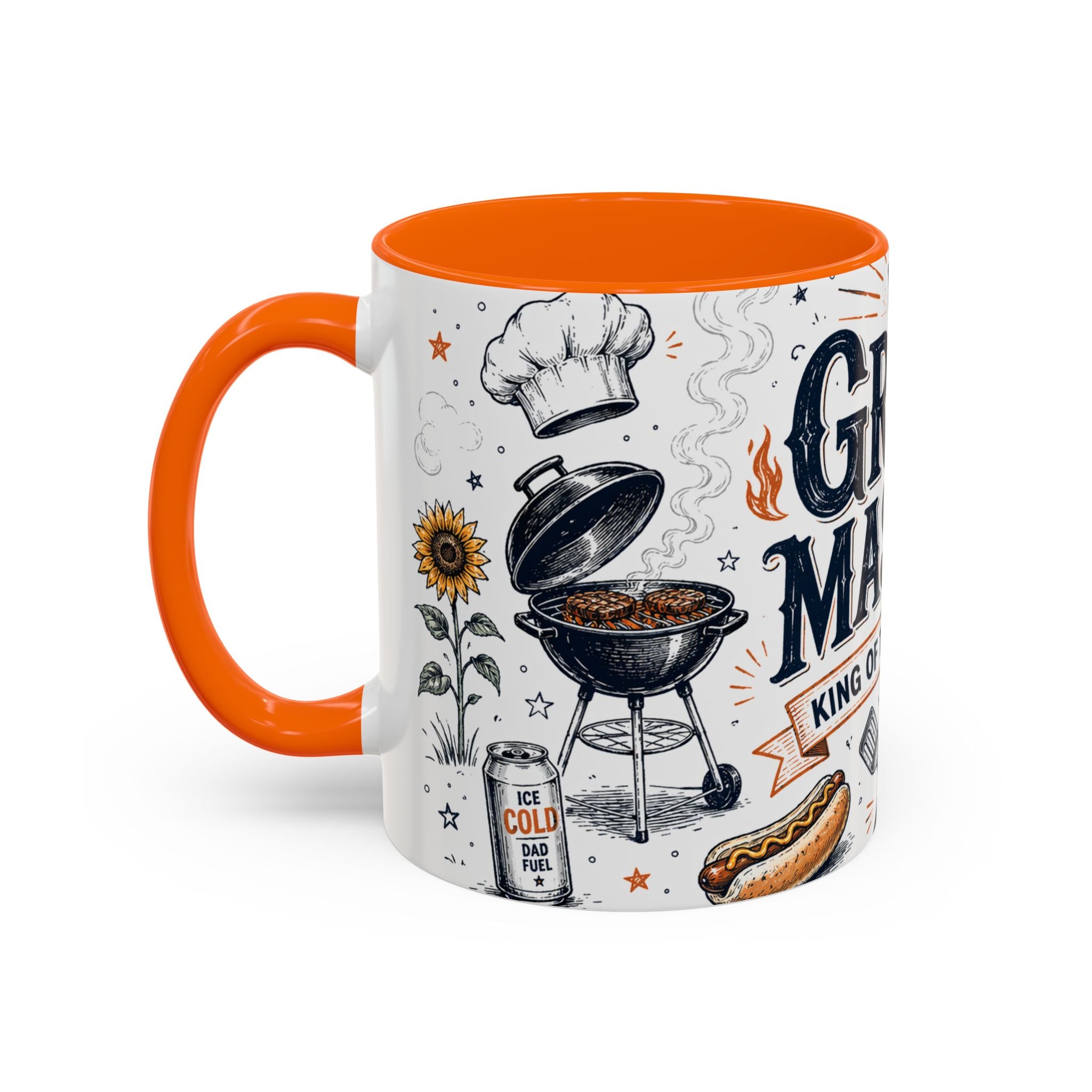 Grill Master Coffee Mug | Father's Day Gift for Dad | Accent Color Ceramic 11oz 15oz