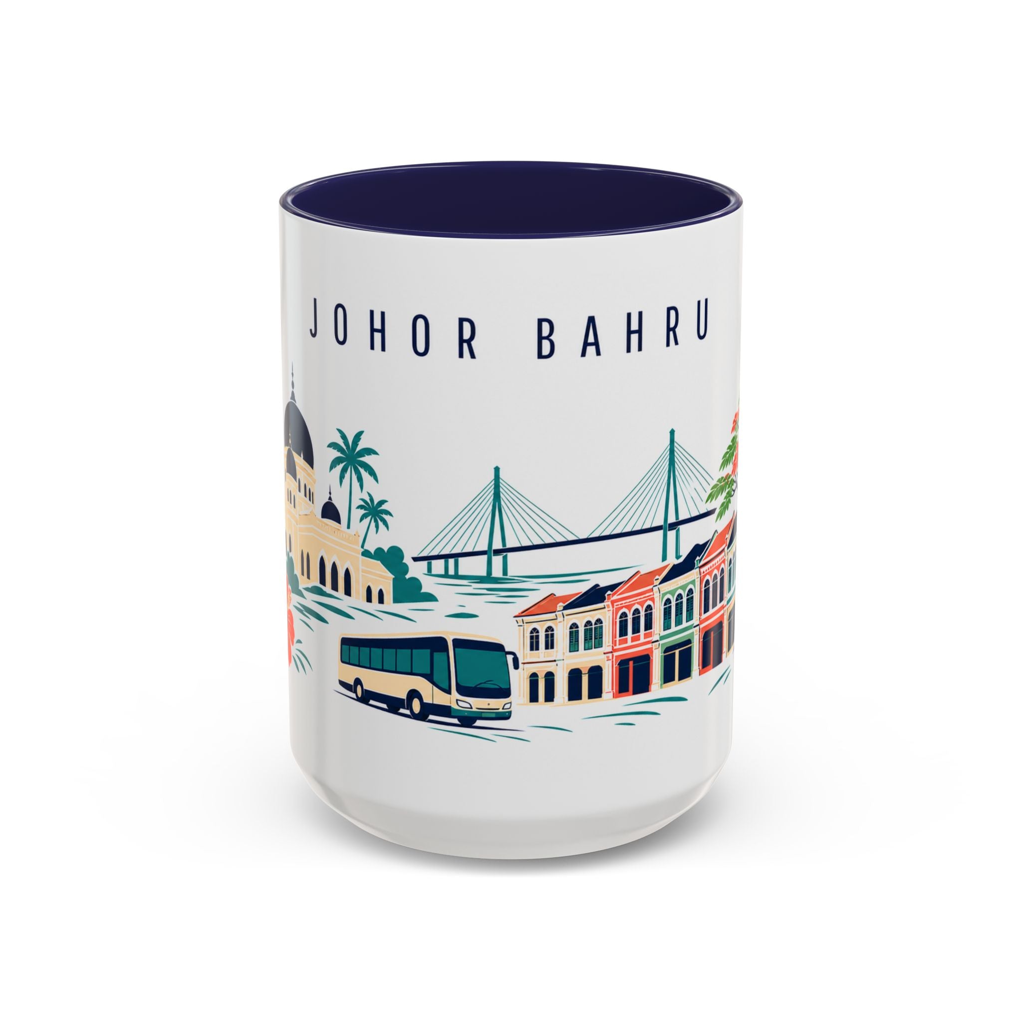 Johor Bahru Coffee Mug | Malaysia Travel Souvenir | Porcelain Decal City Gift | 11oz 15oz Accent Mug