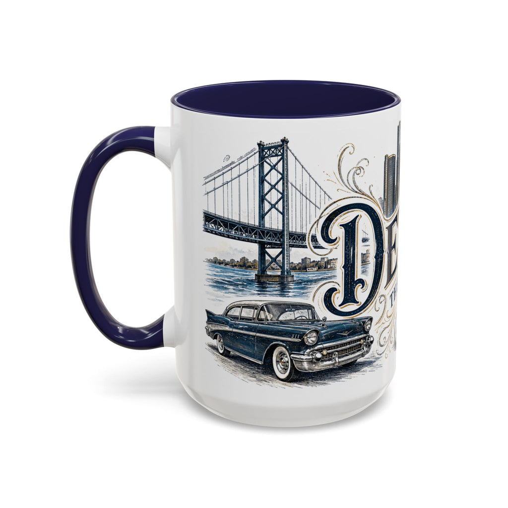 Detroit Coffee Mug | United States Travel Souvenir | Vintage Illustrated City Gift | 11 oz 15 oz Accent Mug