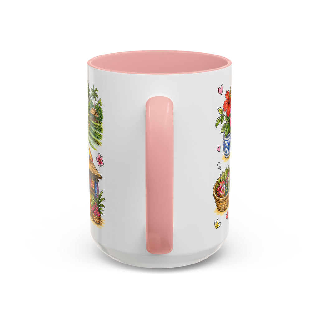 Ubud Illustrated Travel Mug | City Souvenir Accent Coffee Mug | 11oz 15oz Ceramic Cup