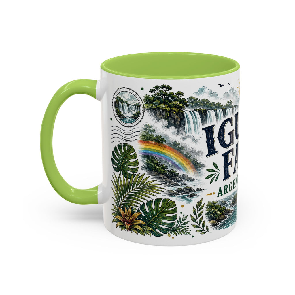 Iguazu Falls Coffee Mug | Travel Destination Souvenir Gift | Accent Color Ceramic 11oz 15oz