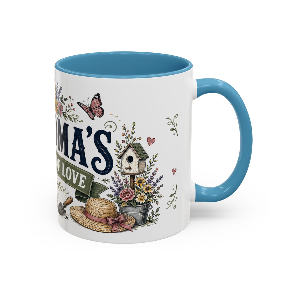 Grandma's Garden Of Love Coffee Mug | Gift From Grandkids | Accent Color Ceramic 11oz 15oz