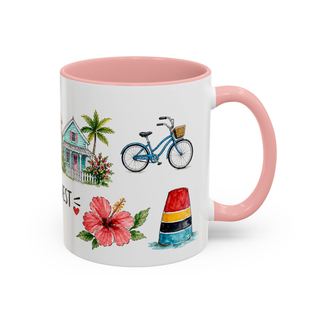 Key West Illustrated Travel Mug | City Souvenir Accent Coffee Mug | 11oz 15oz Ceramic Cup