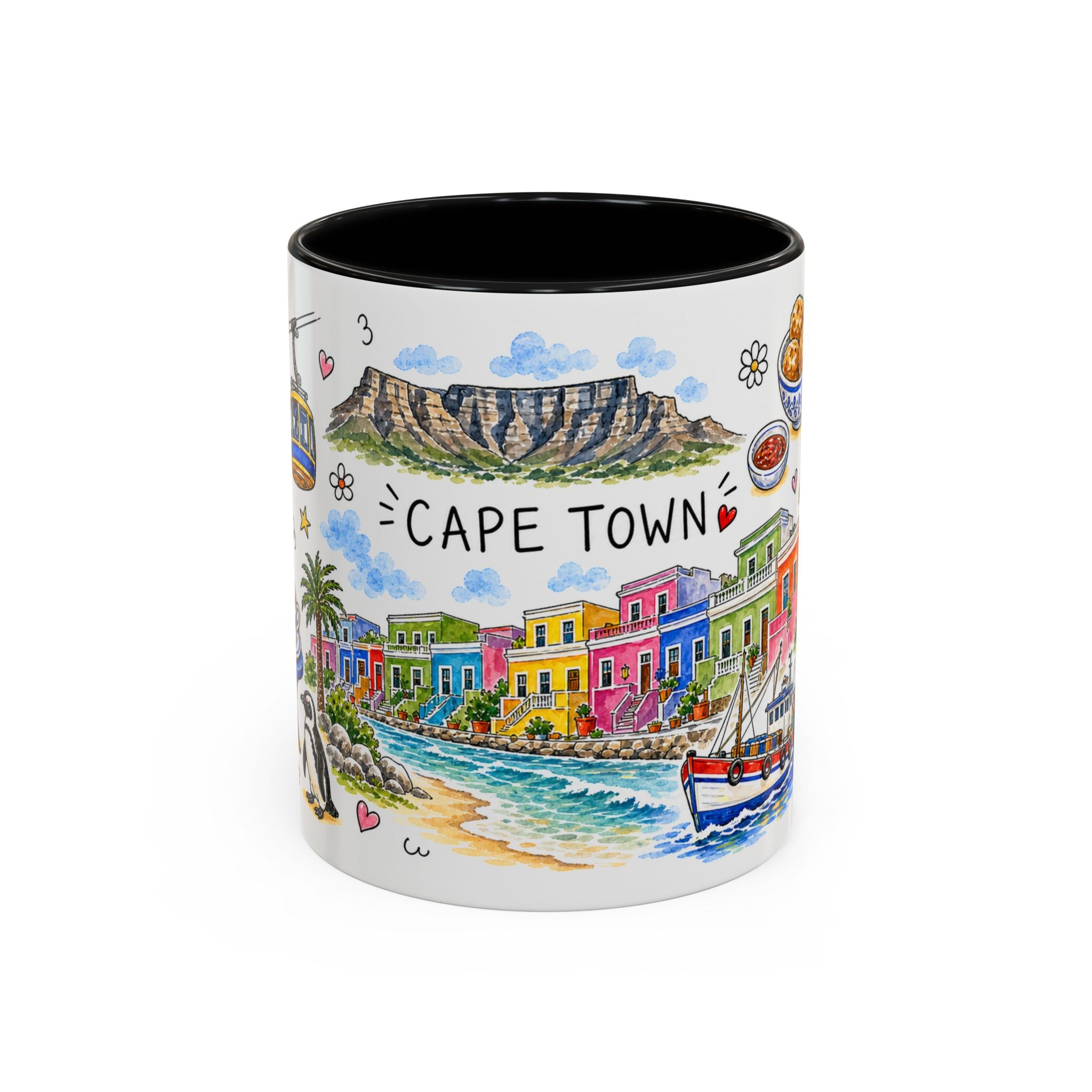 Cape Town Illustrated Travel Mug | City Souvenir Accent Coffee Mug | 11oz 15oz Ceramic Cup