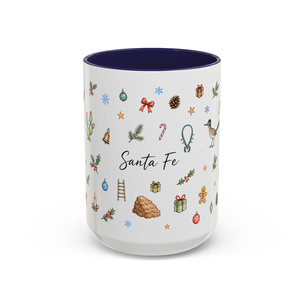 Santa Fe Christmas Mug | Watercolor City Souvenir | Ceramic Coffee Cup (11oz 15oz)