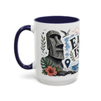 Easter Island Coffee Mug | Travel Destination Souvenir Gift | Accent Color Ceramic 11oz 15oz