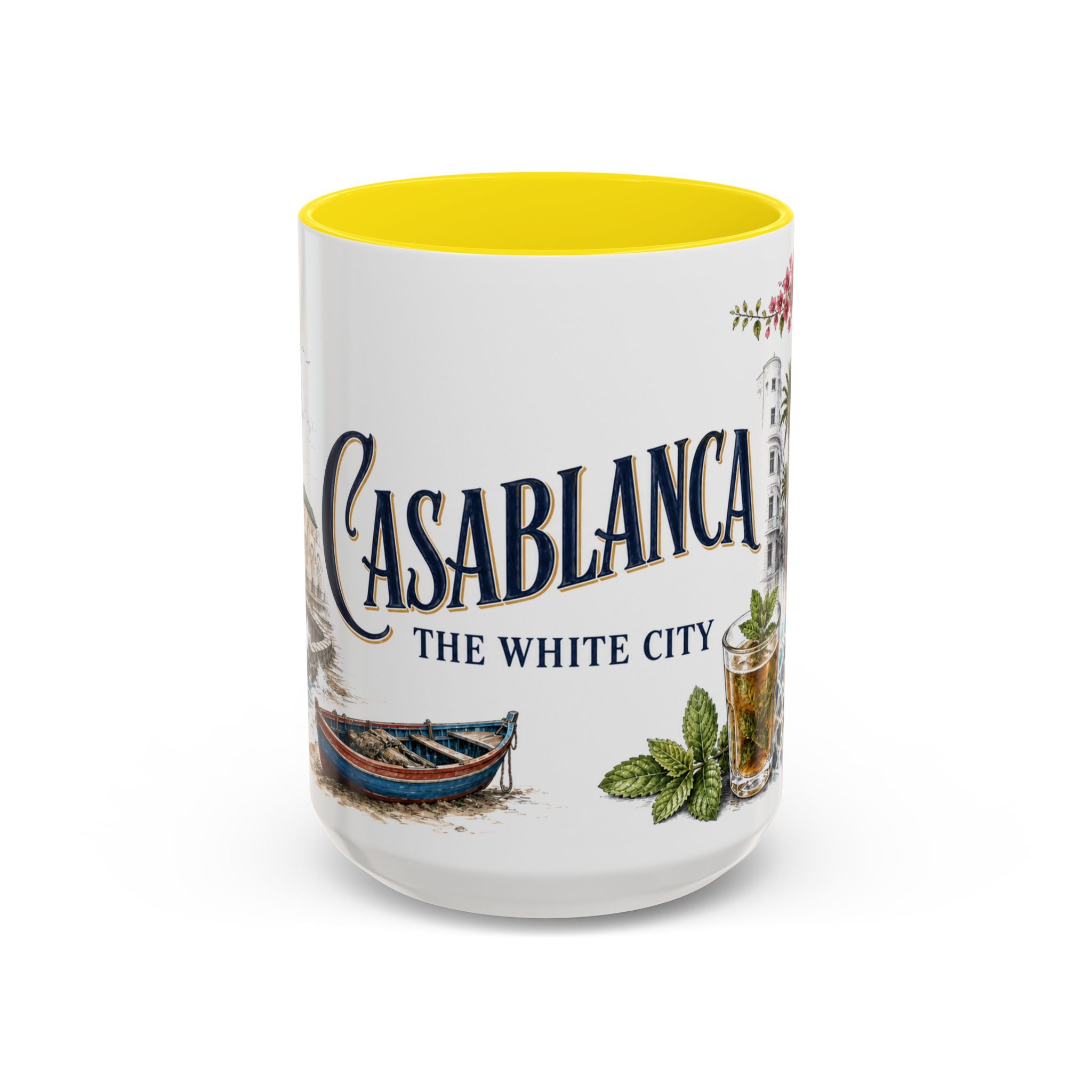 Casablanca Coffee Mug | Morocco Travel Souvenir | Vintage Illustrated City Gift | 11 oz 15 oz Accent Mug