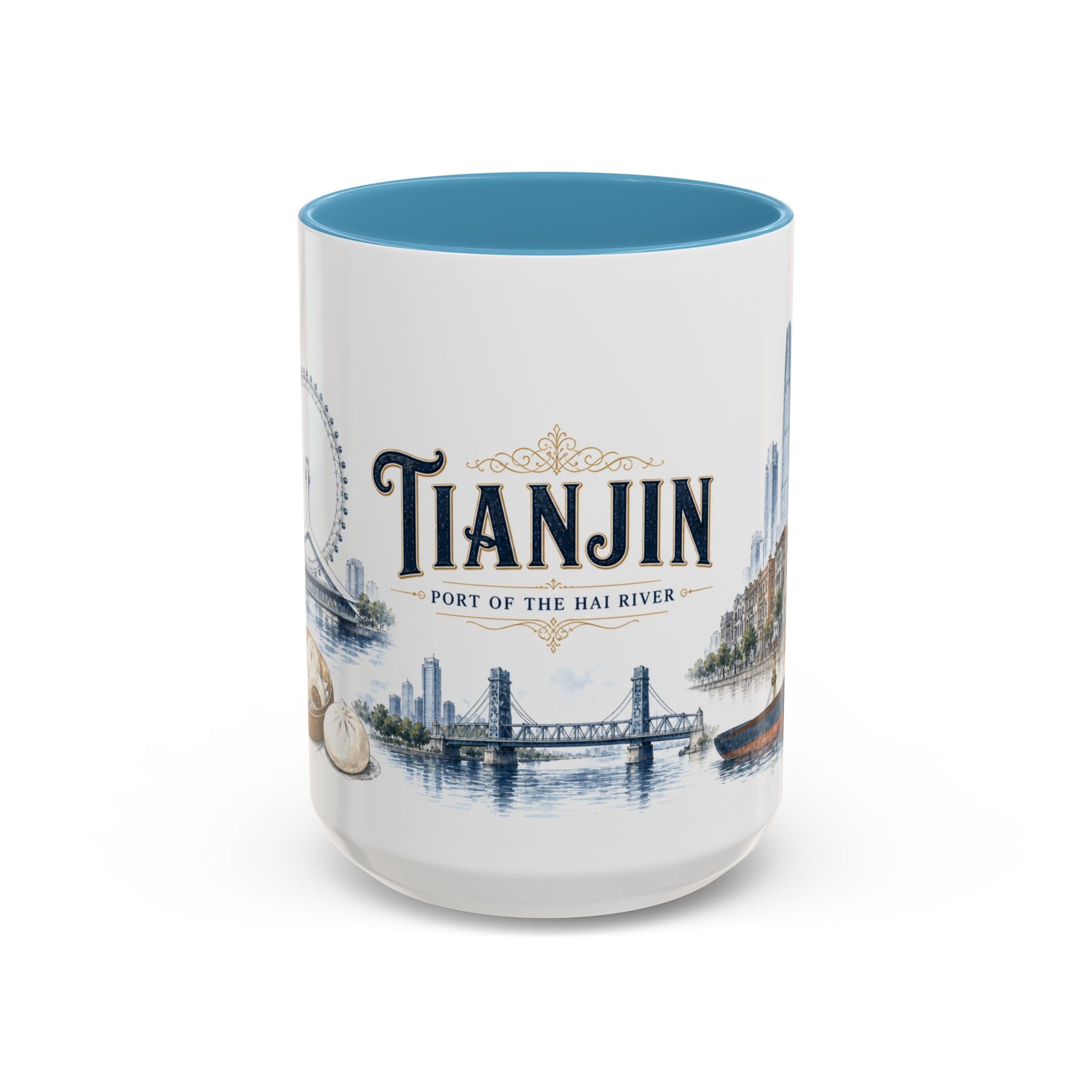 Tianjin Coffee Mug | China Travel Souvenir | Vintage Illustrated City Gift | 11 oz 15 oz Accent Mug