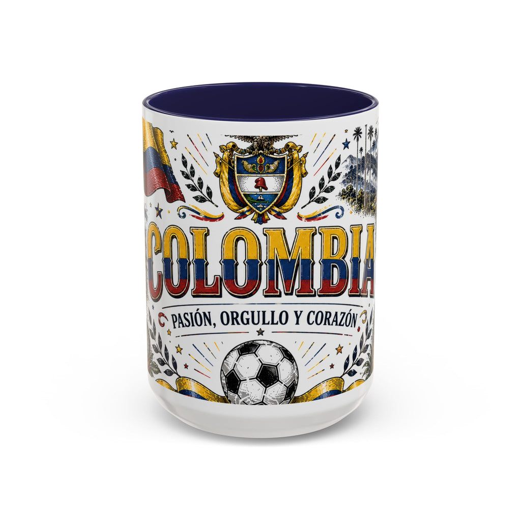 Colombia Soccer Coffee Mug | World Cup Fan Gift | Accent Color Ceramic 11oz 15oz Match Day Cup