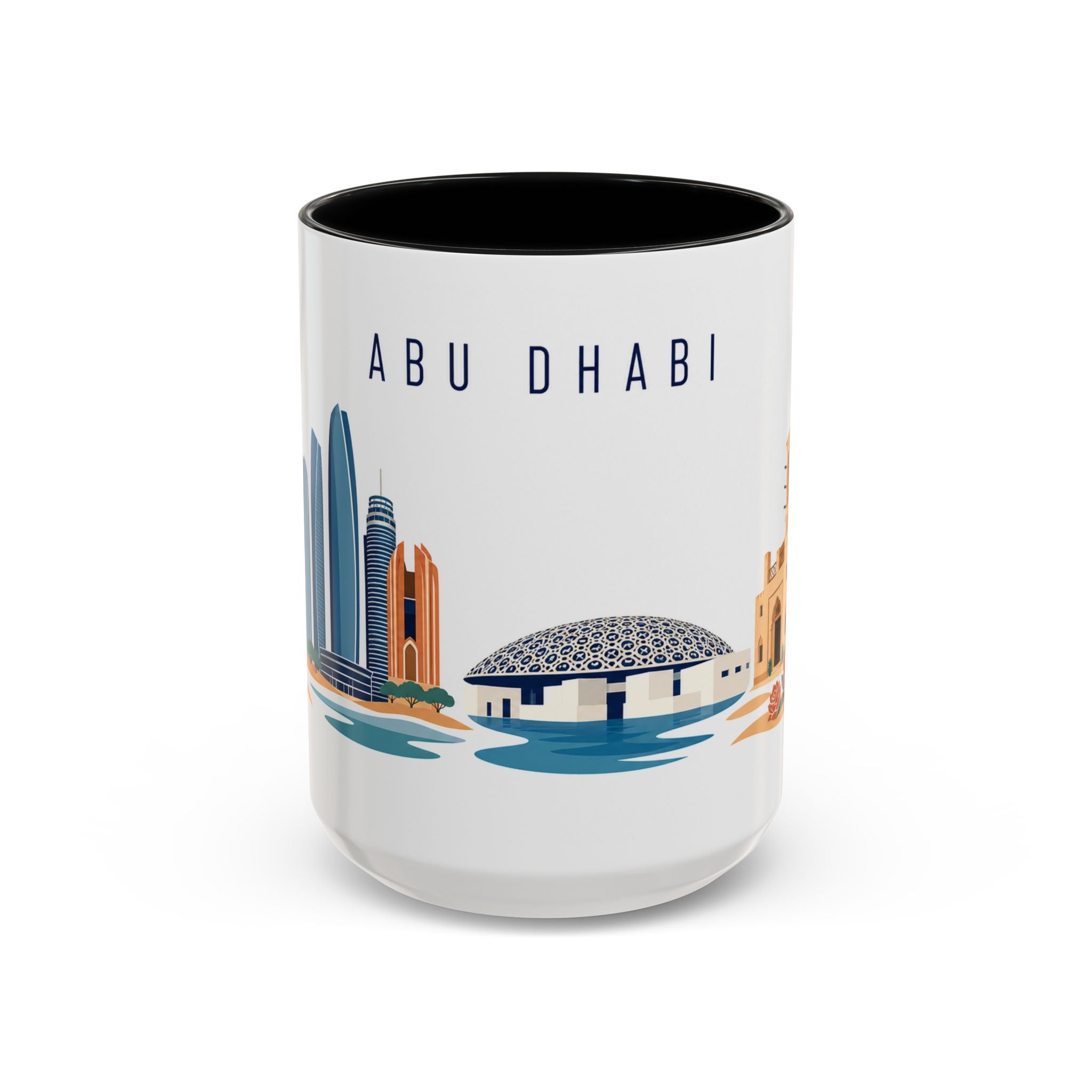 Abu Dhabi Coffee Mug | United Arab Emirates Travel Souvenir | Porcelain Decal City Gift | 11oz 15oz Accent Mug