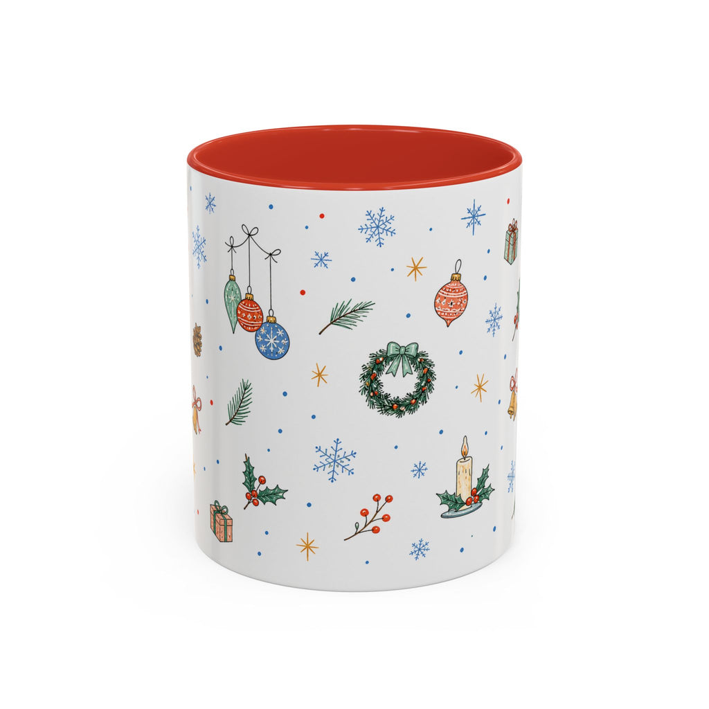 Christmas Ornament Mug | Snowflake Watercolor Holiday Gift | Accent Cup 11oz 15oz