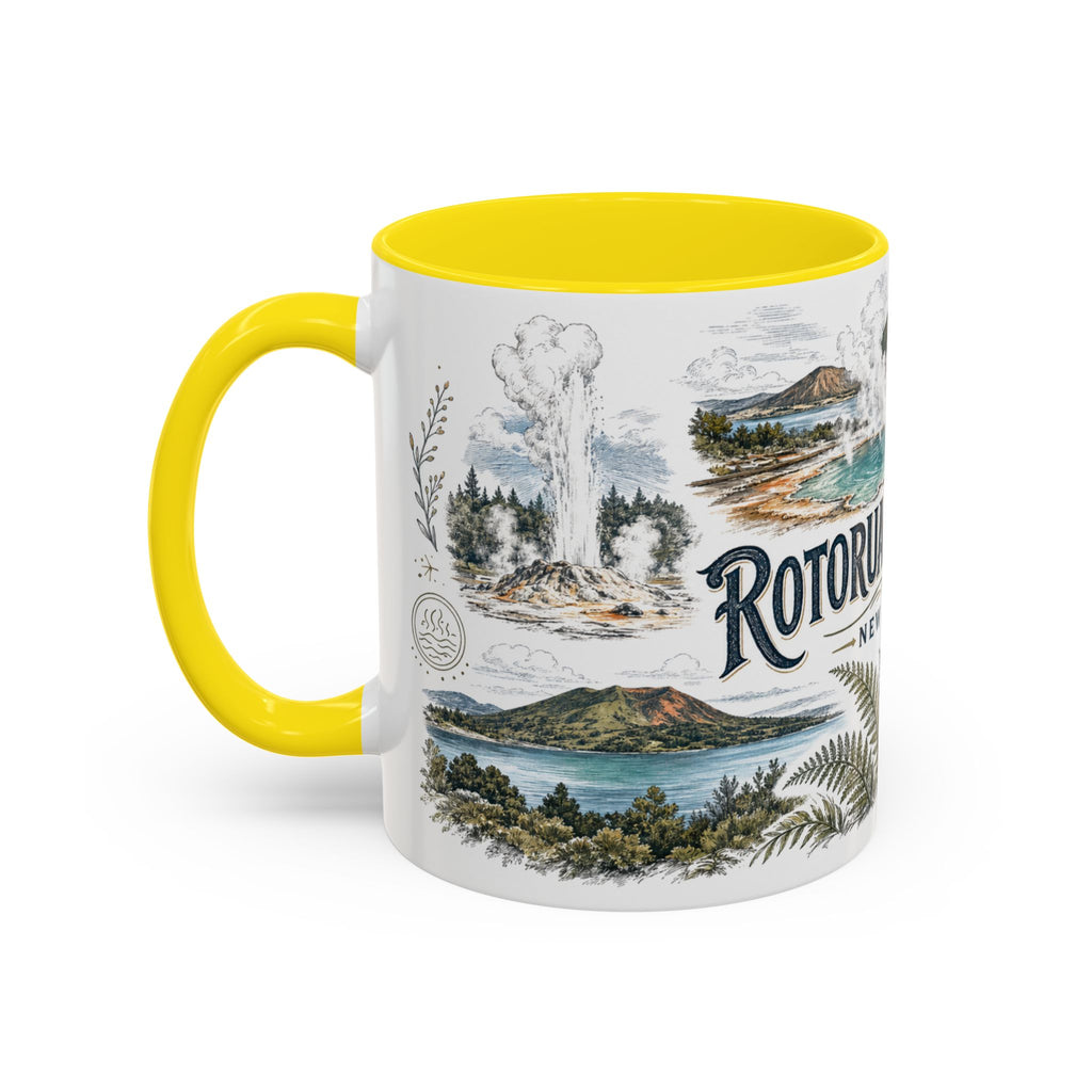 Rotorua Geothermal Mug, New Zealand Travel Souvenir, Bucket List Gift, Accent Ceramic Coffee Mug 11oz 15oz