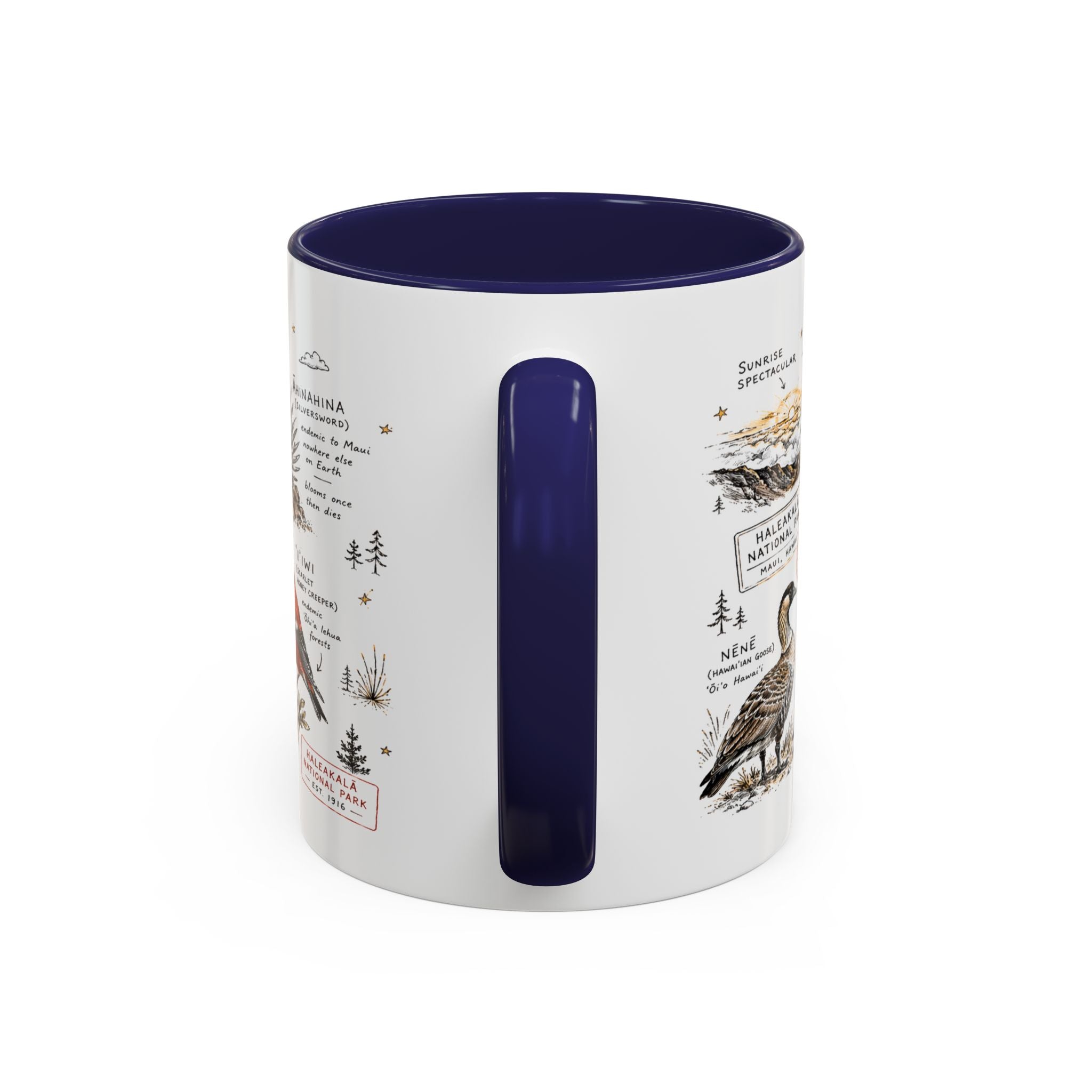Haleakala National Park Coffee Mug | Hawaii Maui Sunrise Crater Gift | Accent Color Ceramic 11oz 15oz