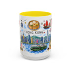Hong Kong Illustrated Travel Mug | City Souvenir Accent Coffee Mug | 11oz 15oz Ceramic Cup