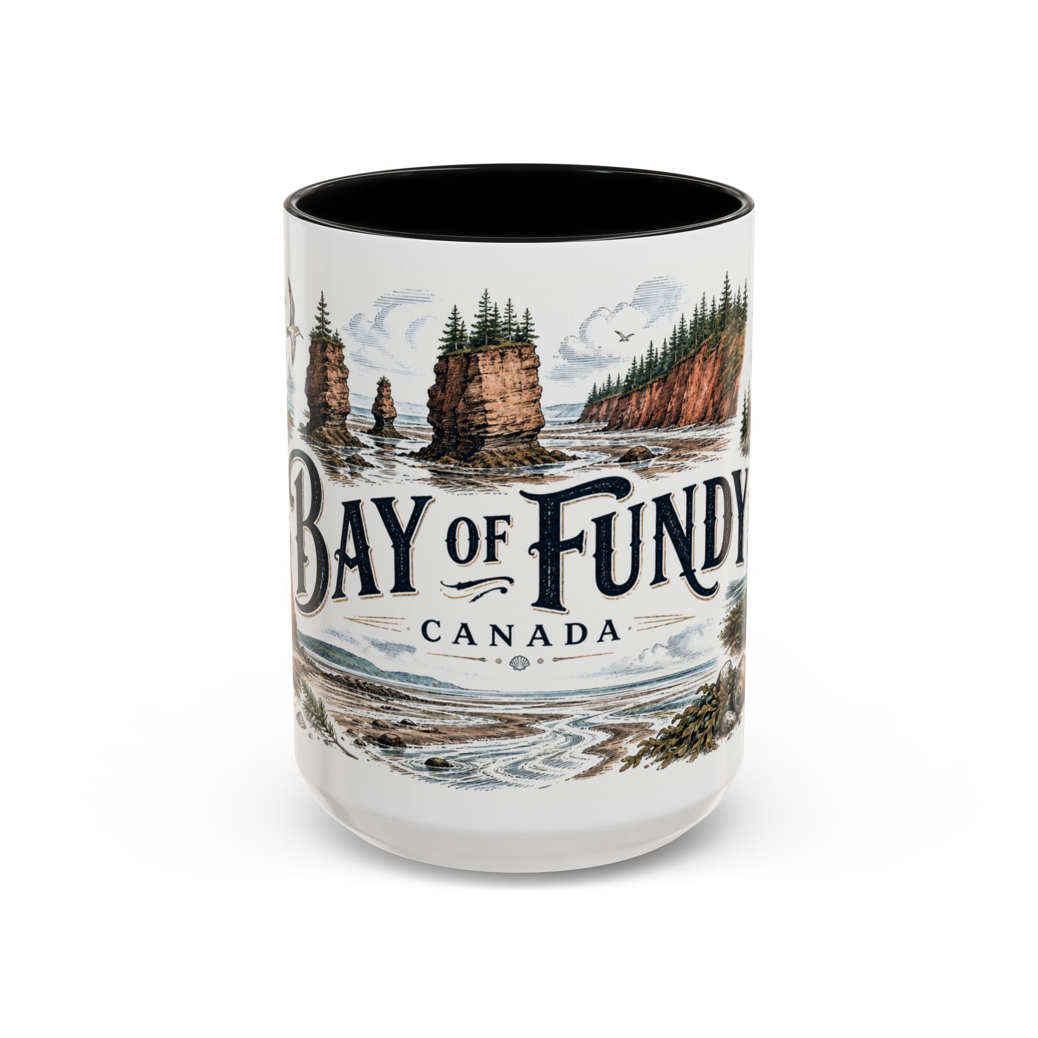 Bay of Fundy Mug, Canada Travel Souvenir, Bucket List Gift, Accent Ceramic Coffee Mug 11oz 15oz