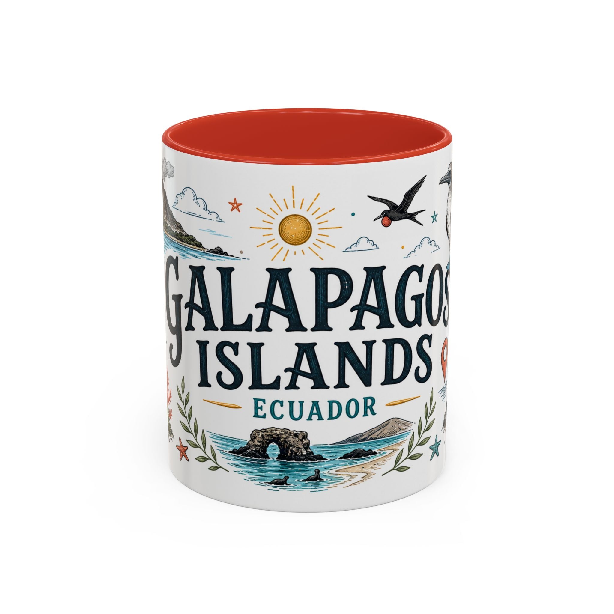 Galapagos Islands Coffee Mug | Travel Destination Souvenir Gift | Accent Color Ceramic 11oz 15oz