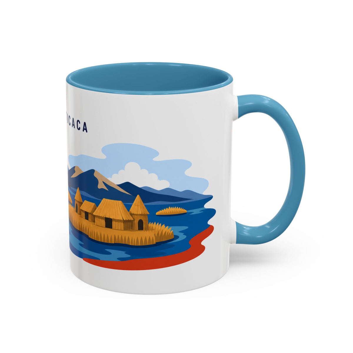 Lake Titicaca Coffee Mug | Travel Destination Souvenir Gift | Accent Color Ceramic 11oz 15oz