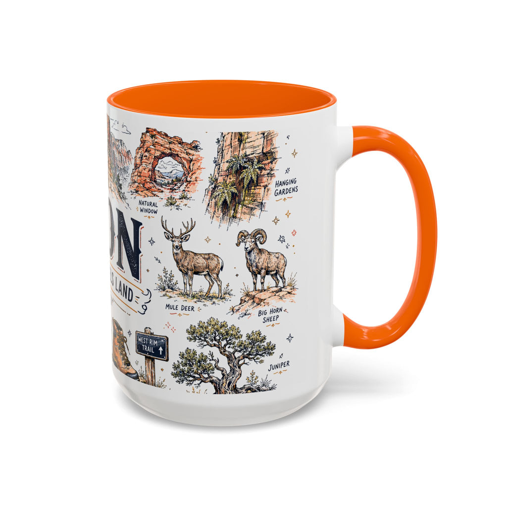 Zion National Park Coffee Mug | Hiking Camping Nature Gift | Accent Color Ceramic 11oz 15oz