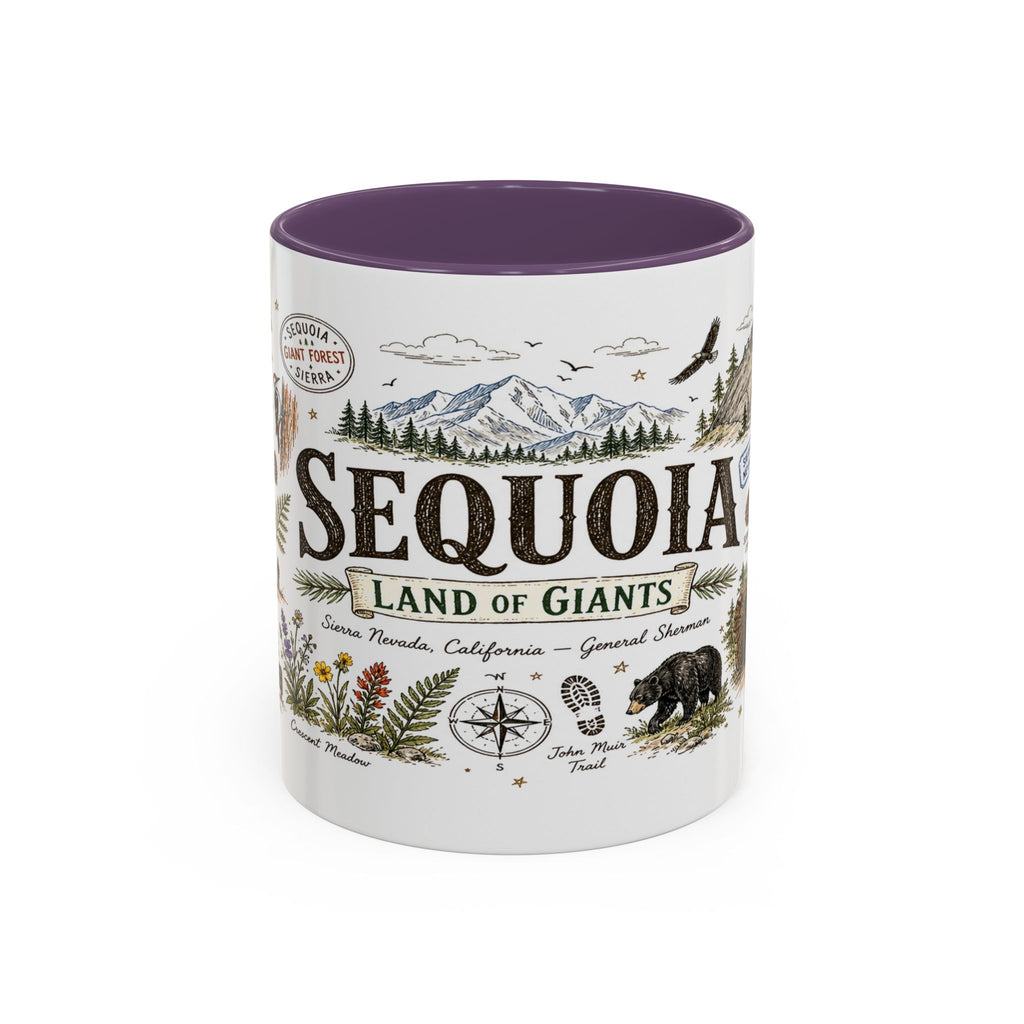 Sequoia Coffee Mug | National Park Hiking California Gift | Accent Color Ceramic 11oz 15oz