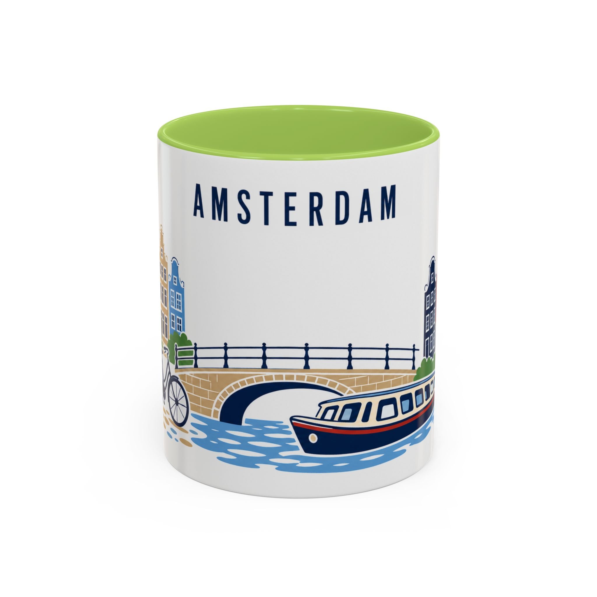 Amsterdam Coffee Mug | Netherlands Travel Souvenir | Porcelain Decal City Gift | 11oz 15oz Accent Mug