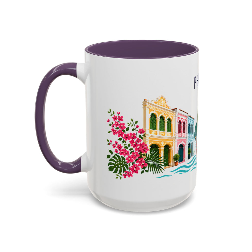 Phuket Coffee Mug | Thailand Travel Souvenir | Porcelain Decal City Gift | 11oz 15oz Accent Mug