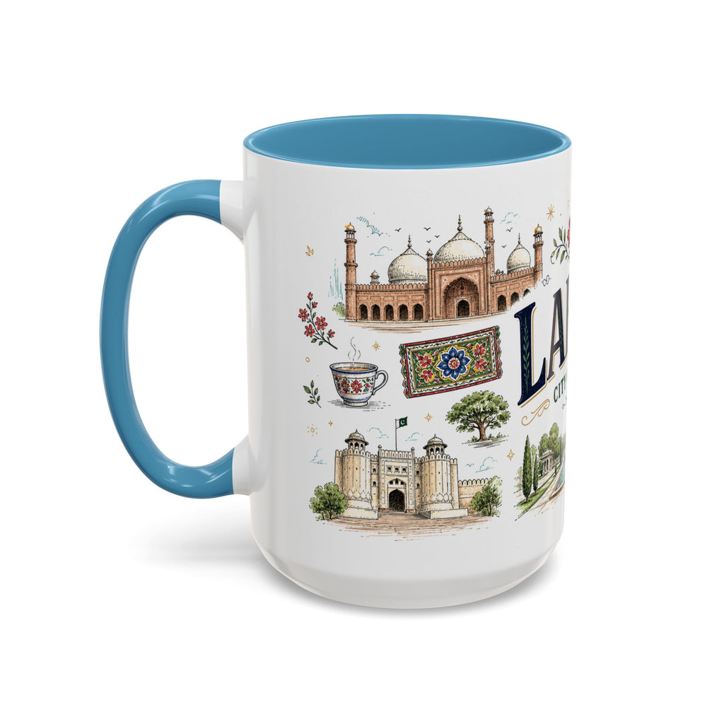 Lahore Coffee Mug | Pakistan Souvenir Travel Gift | Accent Color Ceramic 11oz 15oz
