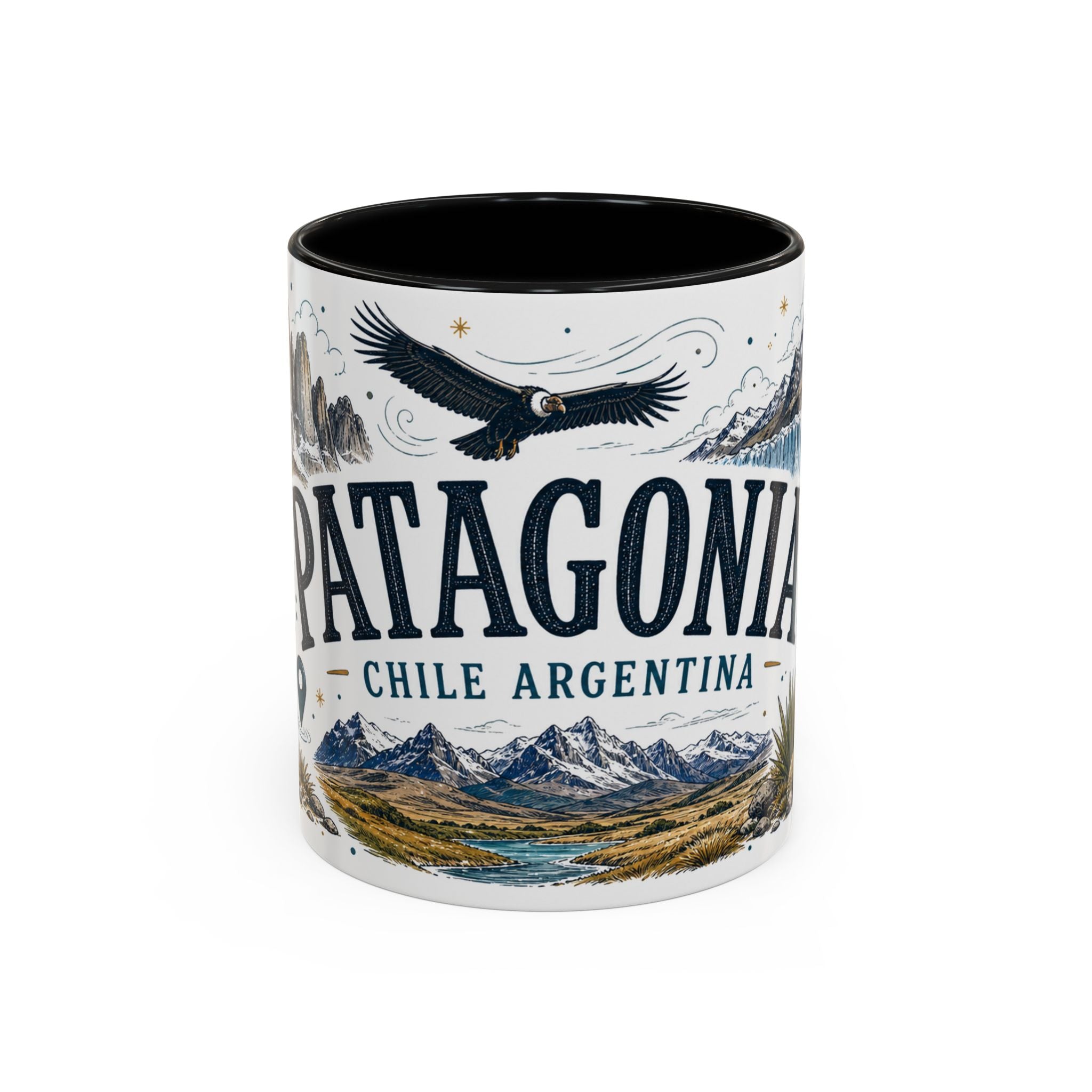 Patagonia Coffee Mug | Travel Destination Souvenir Gift | Accent Color Ceramic 11oz 15oz