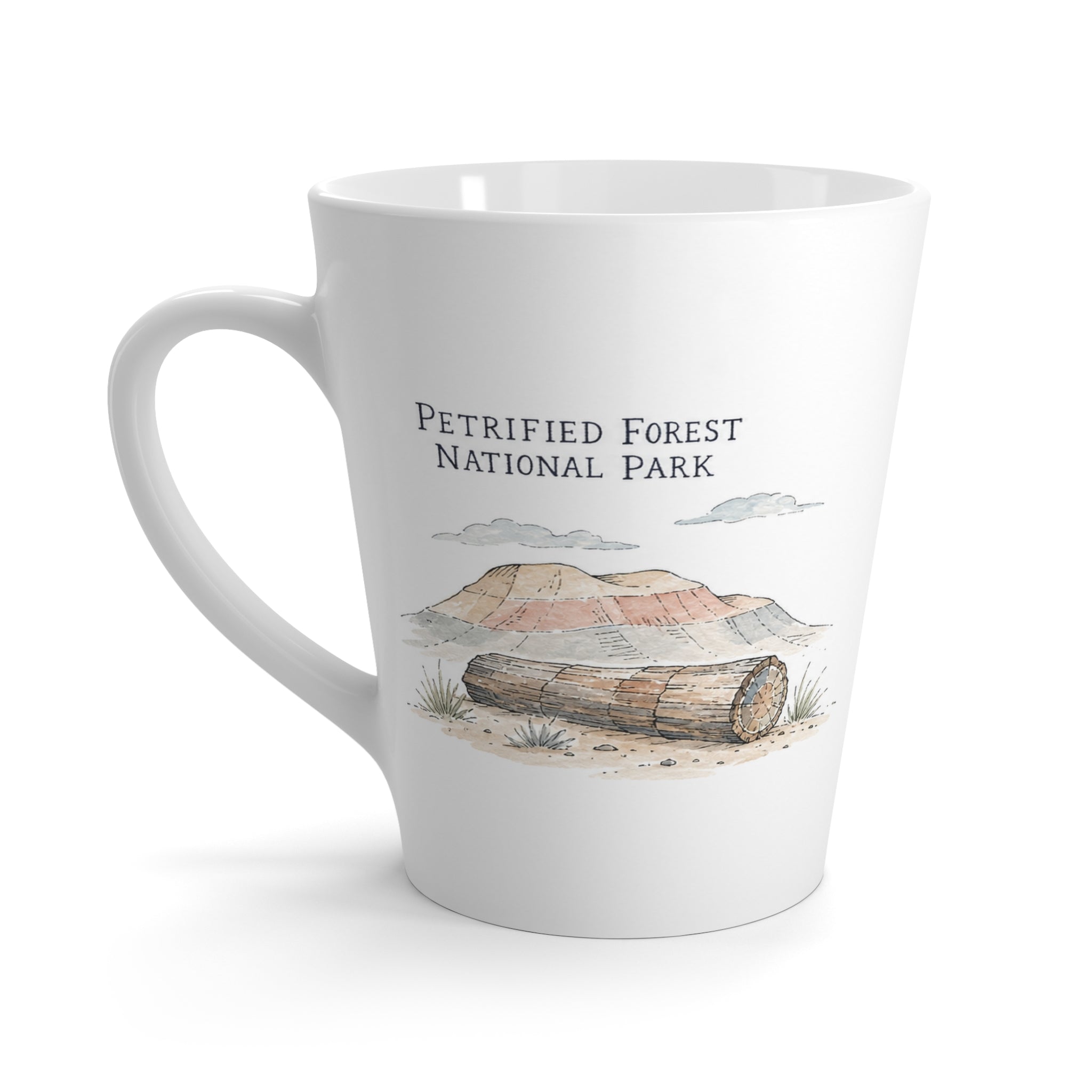 Petrified Forest National Park Latte Mug | Pastel Watercolor Nature Coffee Cup | 12 oz Travel Souvenir Gift