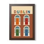 Dublin Georgian Doors Ireland Framed Poster | Vintage Travel Wall Art | Black Walnut White Frame | 16x24 20x30