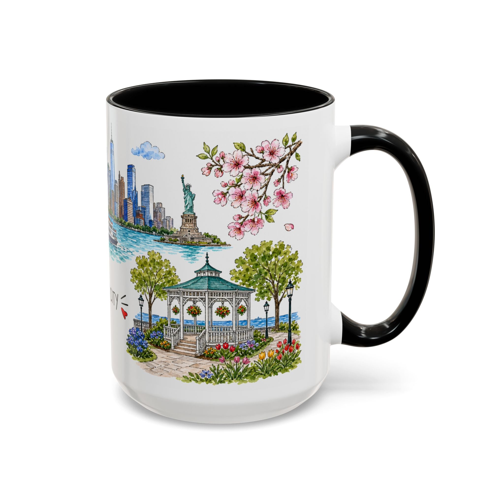 Jersey City Illustrated Travel Mug | City Souvenir Accent Coffee Mug | 11oz 15oz Ceramic Cup