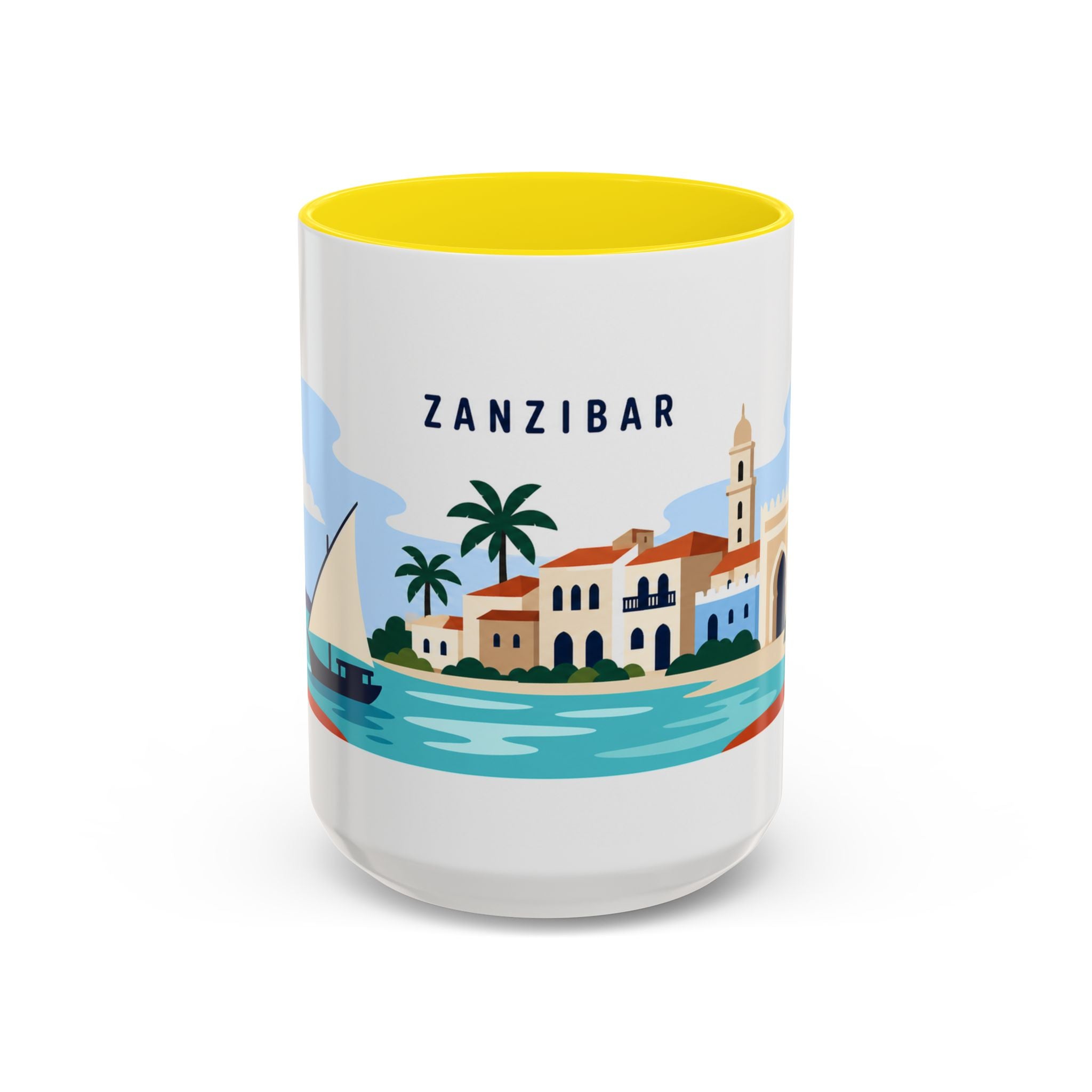 Zanzibar Coffee Mug | Travel Destination Souvenir Gift | Accent Color Ceramic 11oz 15oz