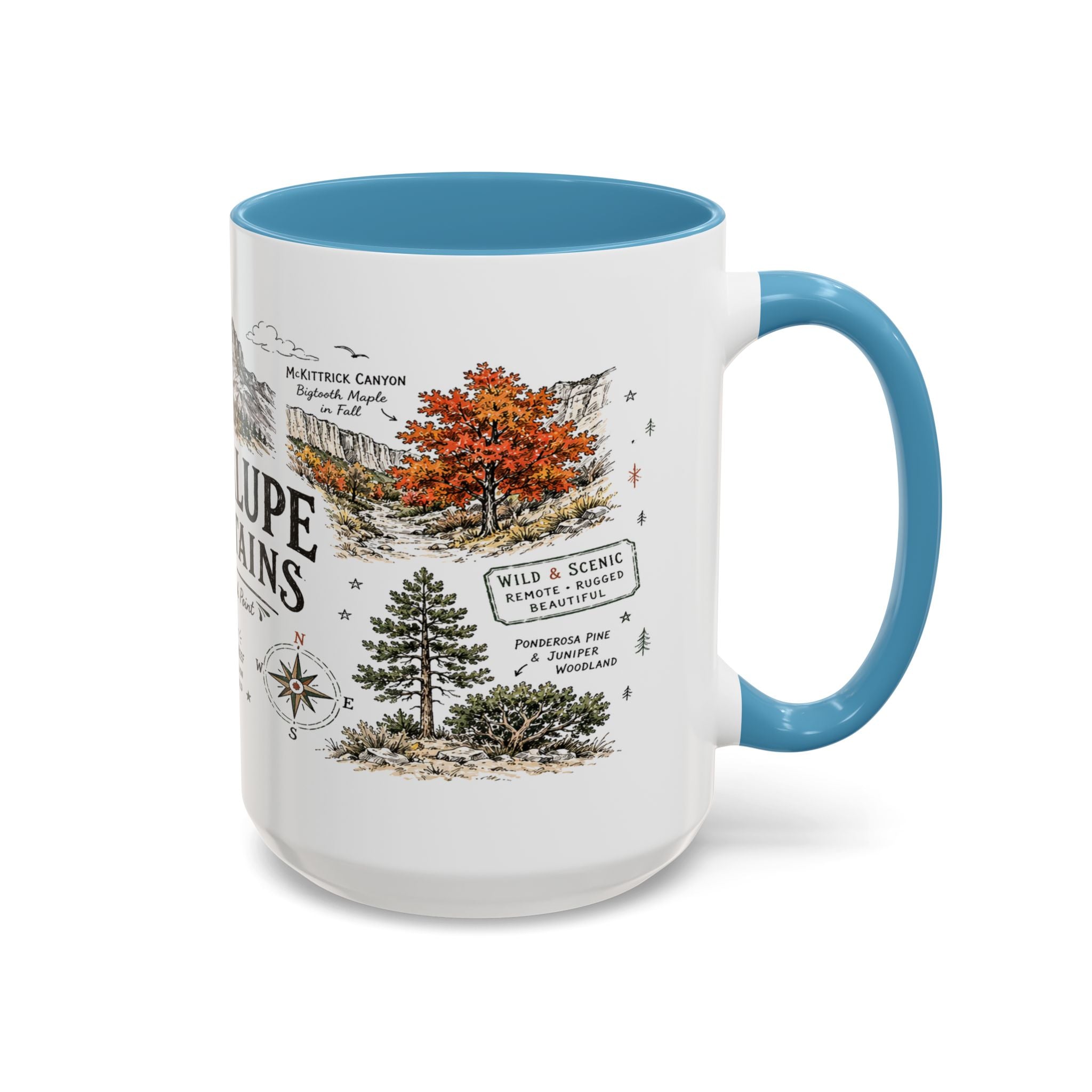Guadalupe Mountains National Park Coffee Mug | Texas Desert Peaks Hiking Gift | Accent Color Ceramic 11oz 15oz