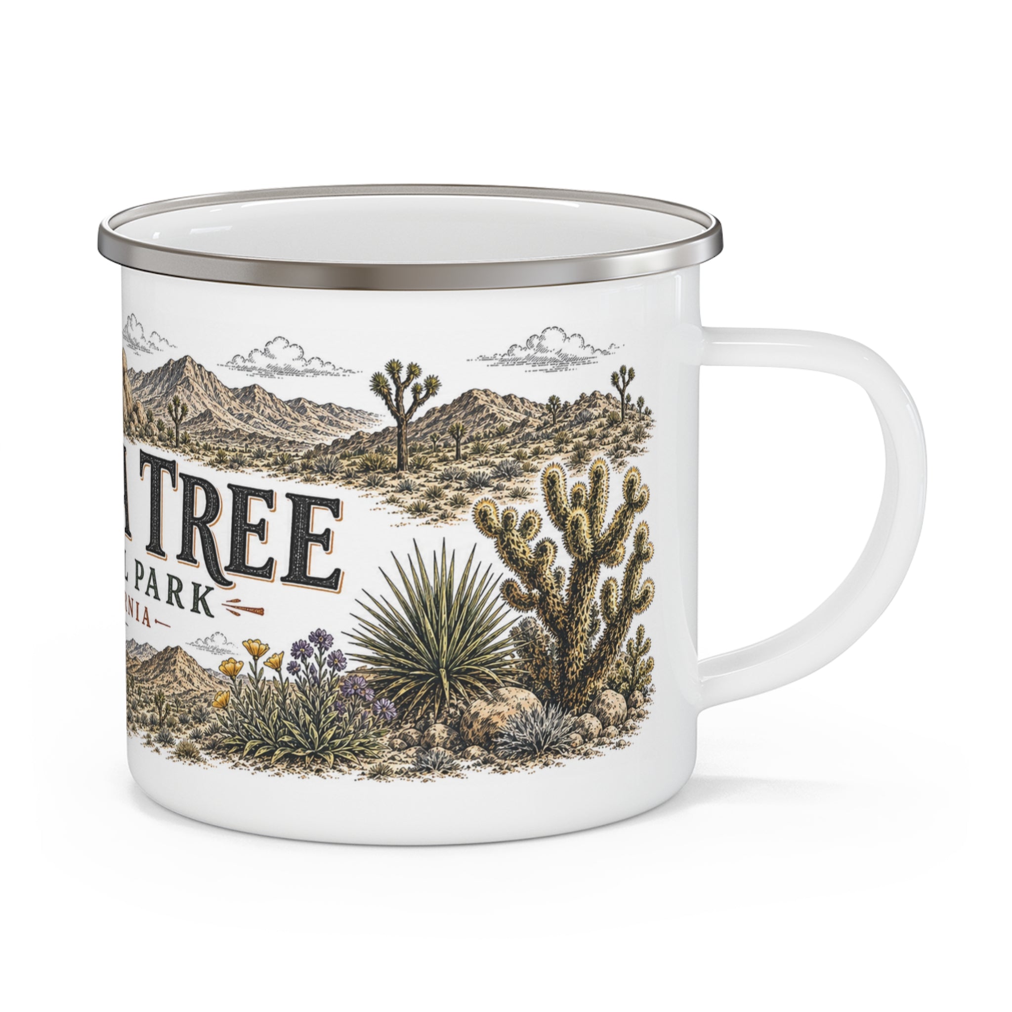 Joshua Tree National Park Vintage Enamel Camping Mug | 12oz National Park Hiking Gift