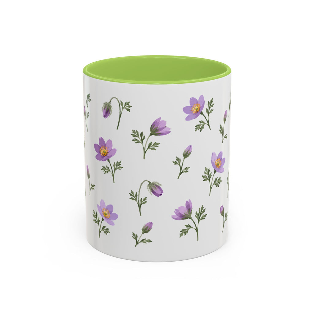 South Dakota Pasque Flower Mug, State Flower Floral Coffee Cup, 11oz Botanical Gift