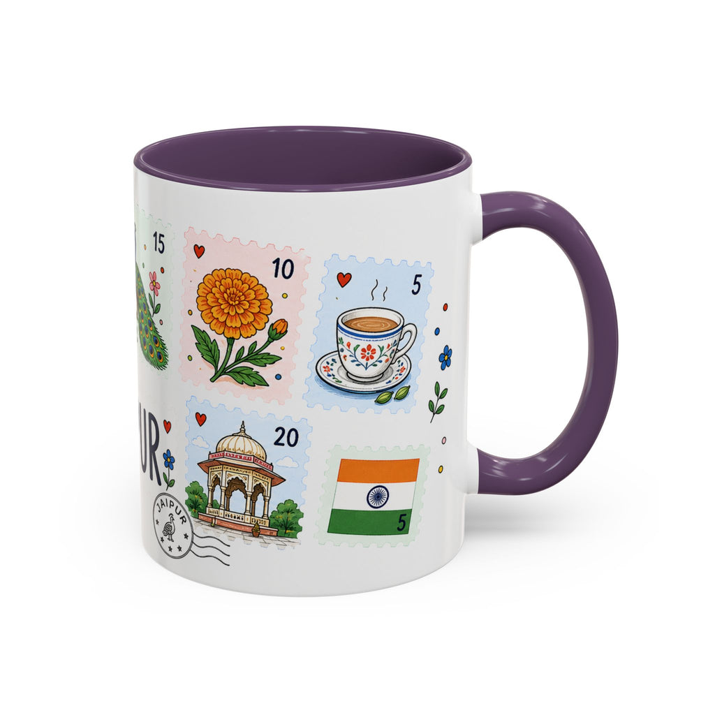 Jaipur Coffee Mug | Postage Stamp Collage Mug | Travel Souvenir Accent Cup 11oz 15oz