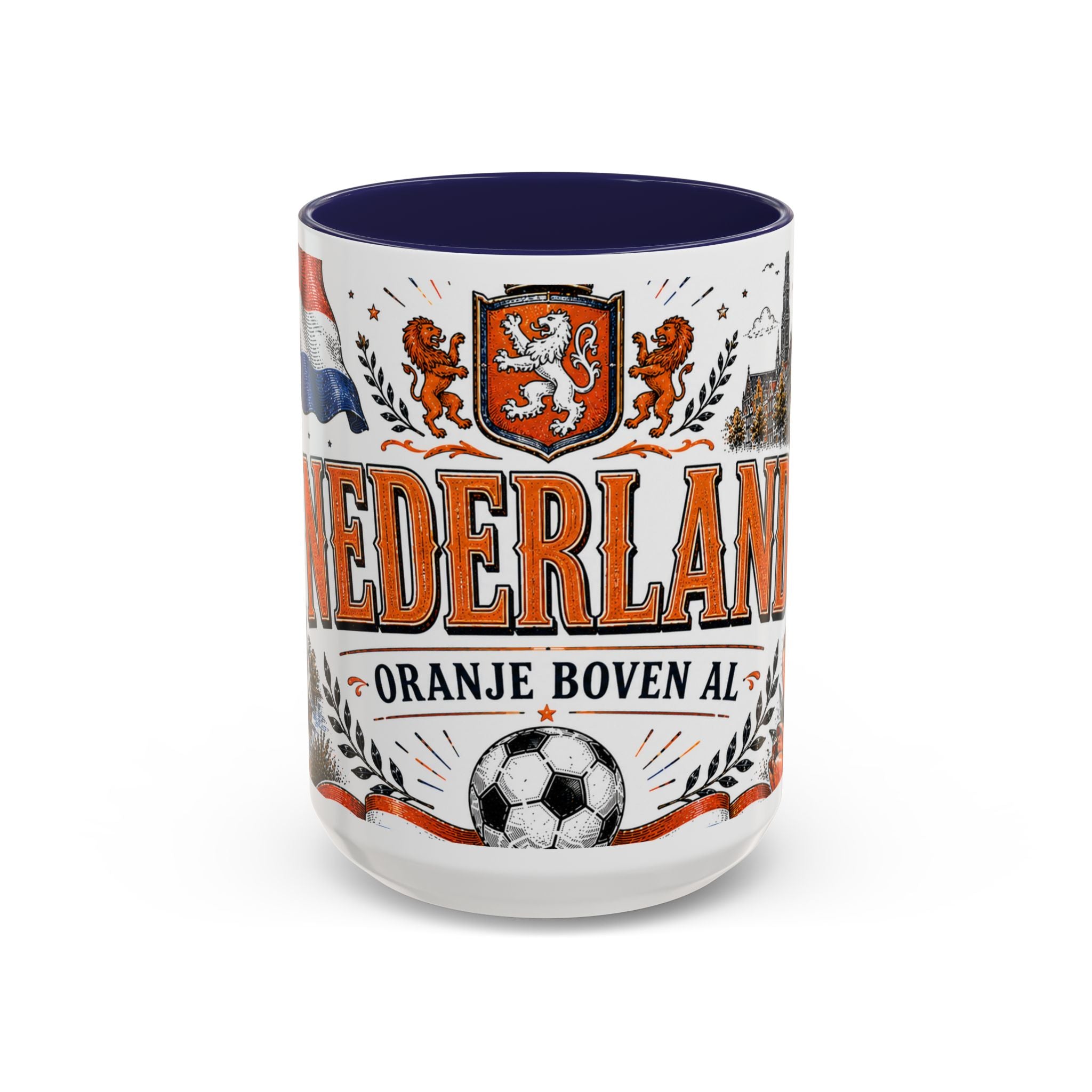 Netherlands Soccer Coffee Mug | World Cup Fan Gift | Accent Color Ceramic 11oz 15oz Match Day Cup
