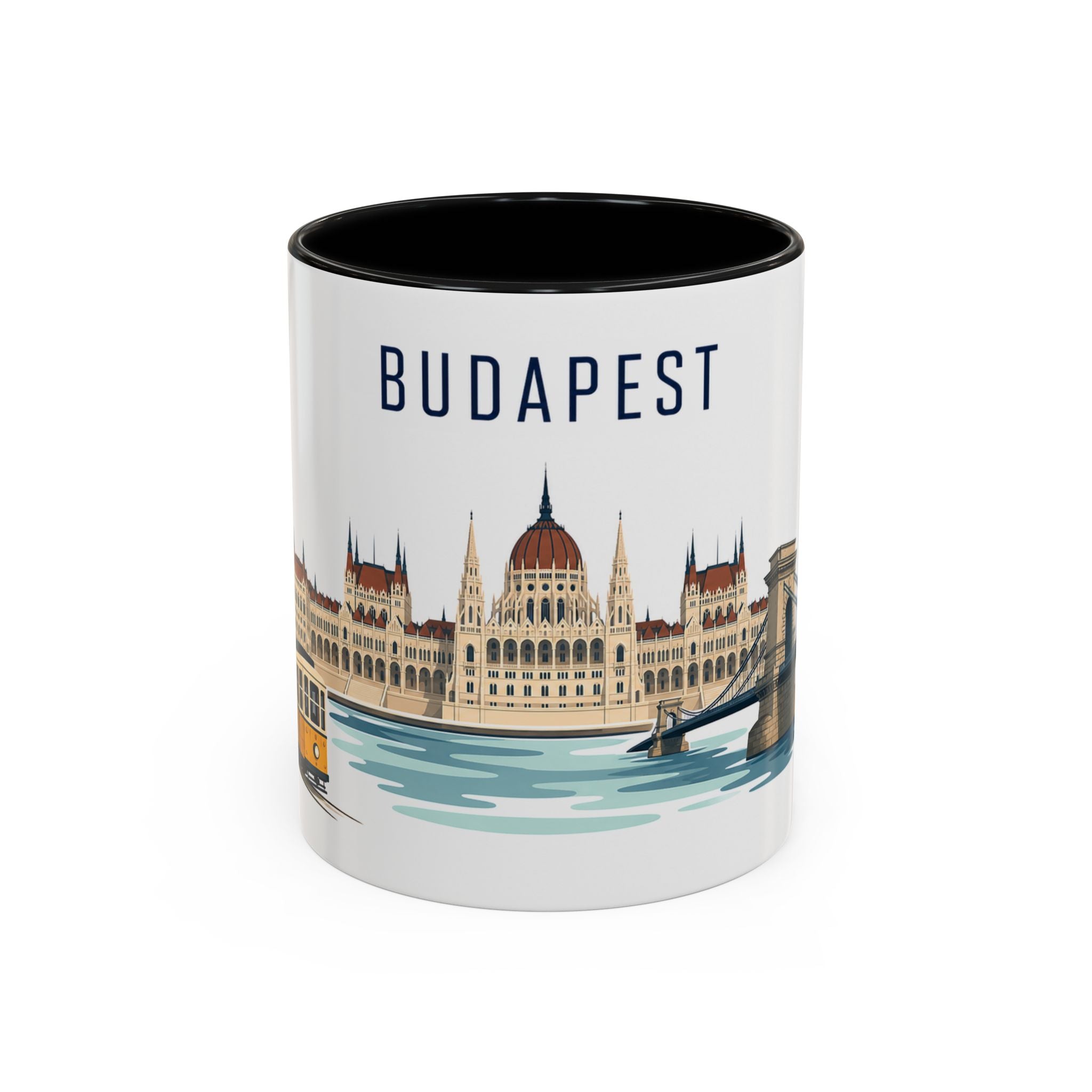 Budapest Coffee Mug | Hungary Travel Souvenir | Porcelain Decal City Gift | 11oz 15oz Accent Mug