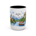 Bled Illustrated Travel Mug | Slovenia Souvenir Accent Coffee Mug | 11oz 15oz Ceramic Cup