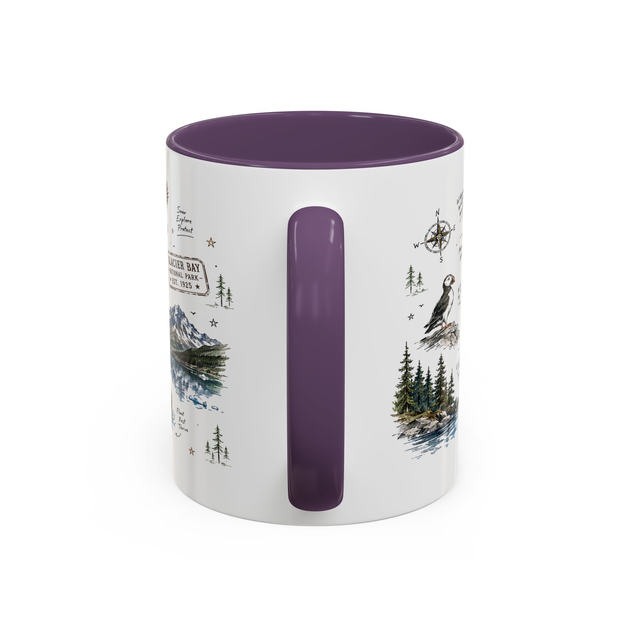 Glacier Bay National Park Coffee Mug | Alaska Wilderness Kayaking Gift | Accent Color Ceramic 11oz 15oz