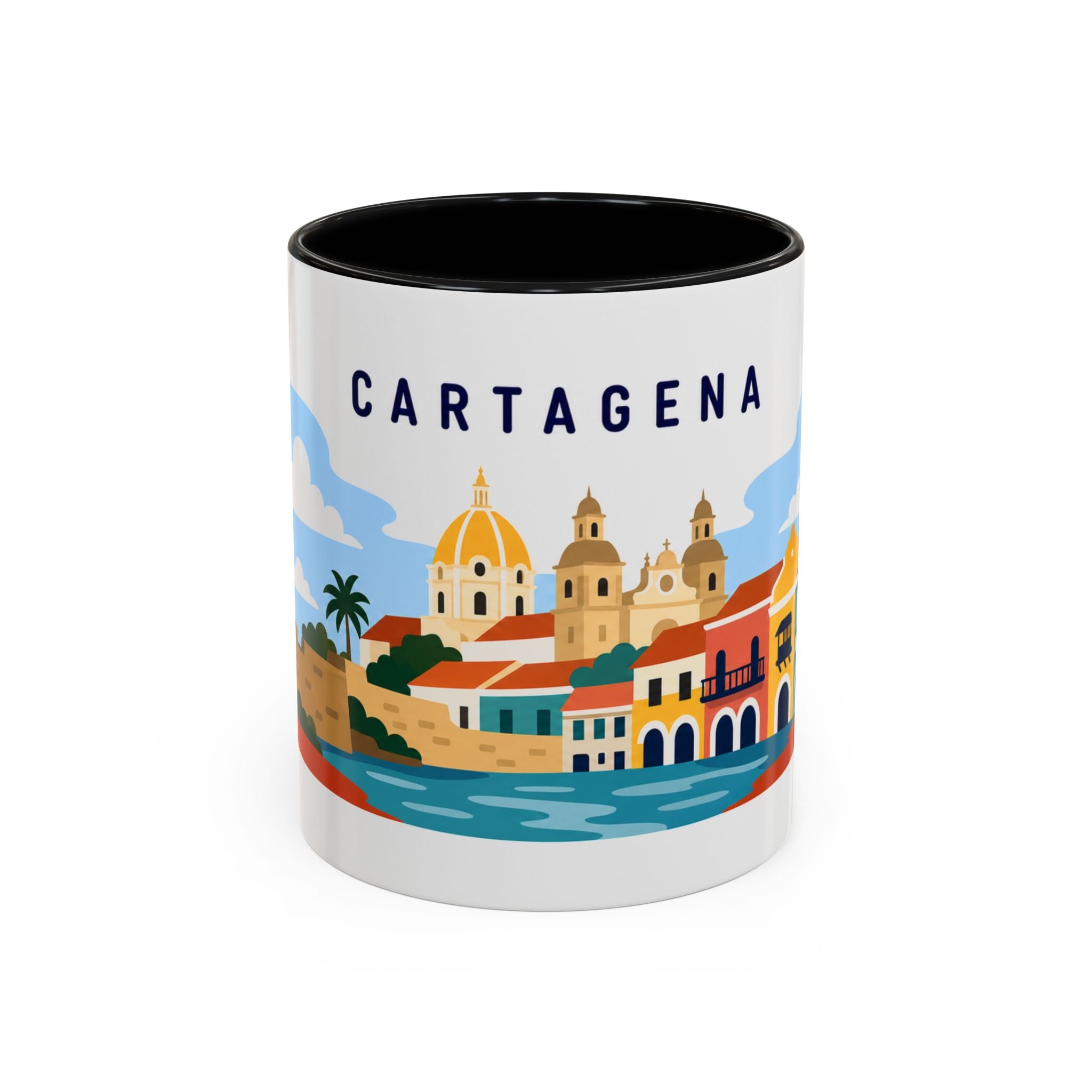 Cartagena Coffee Mug | Travel Destination Souvenir Gift | Accent Color Ceramic 11oz 15oz